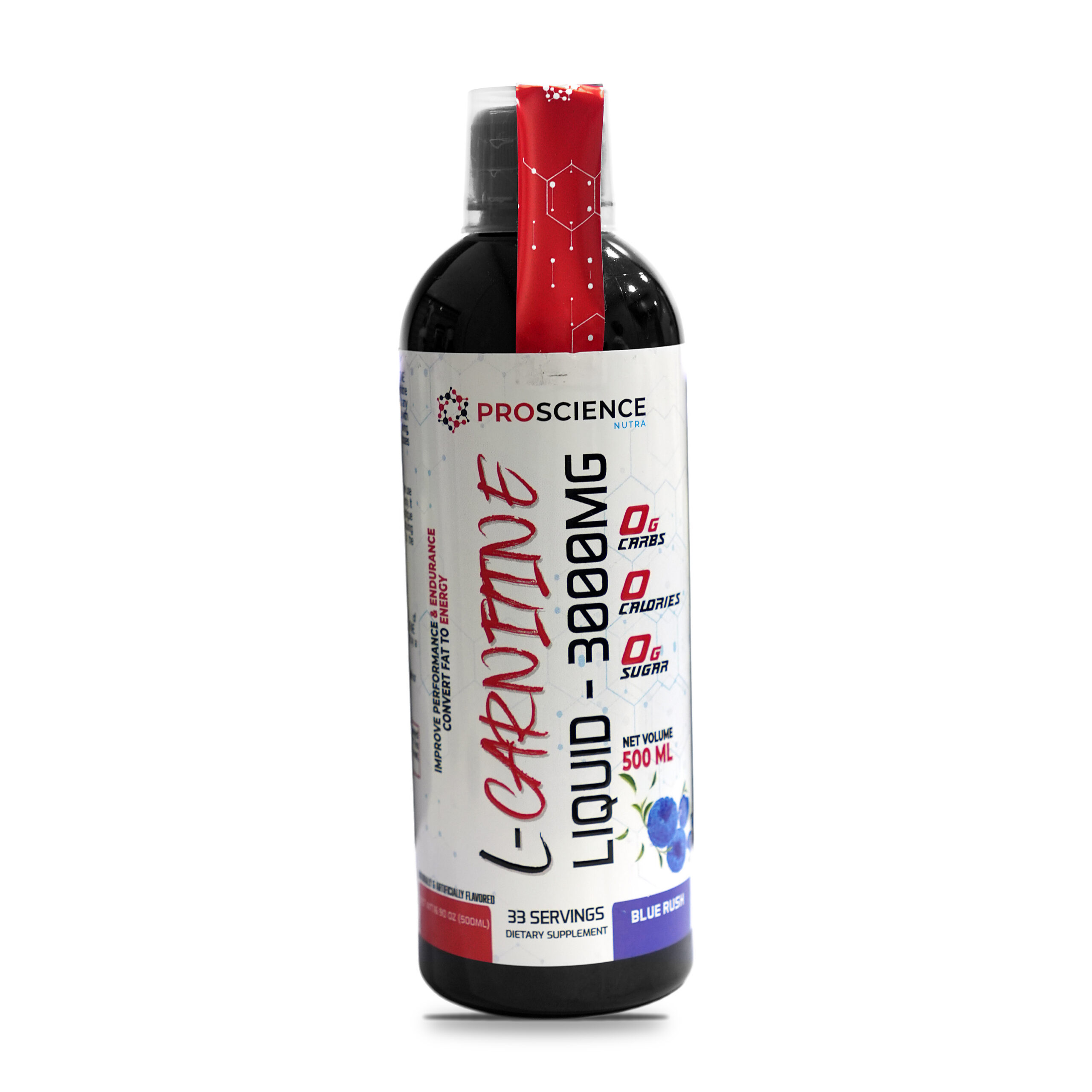 ProScience Nutra L-Carnitine Liquid 3000mg 500 ml Blue Rush bottle, front