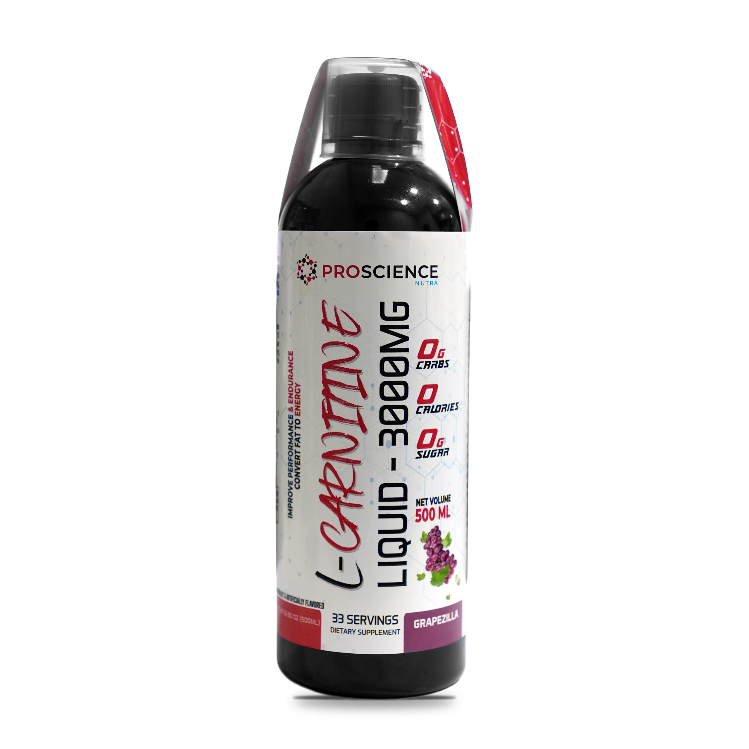 ProScience Nutra L-Carnitine Liquid 3000mg 500 ml Grapezilla bottle, front