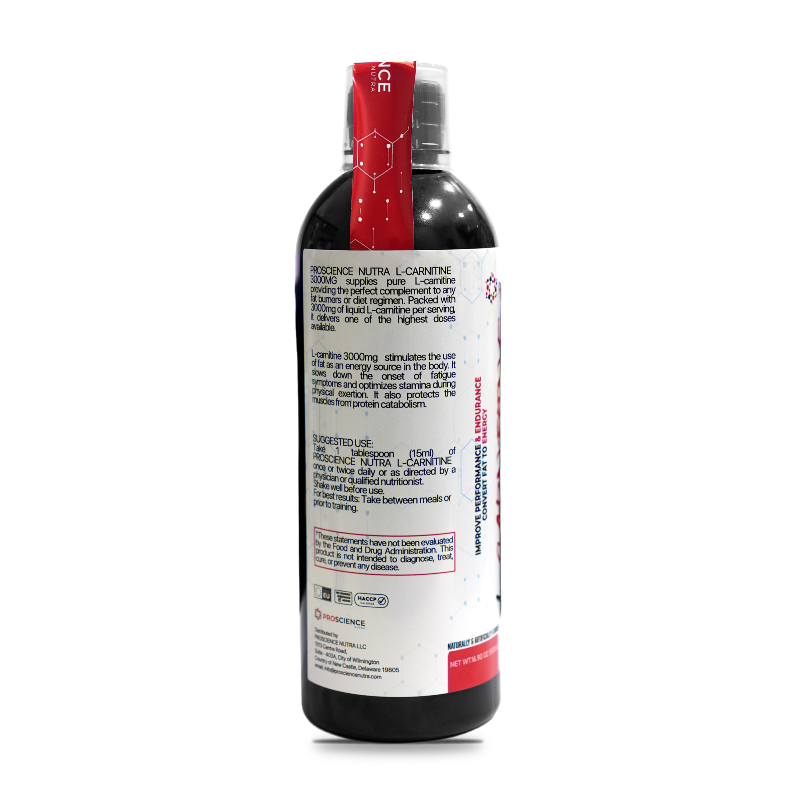 ProScience Nutra L-Carnitine Liquid 3000mg 500 ml Grapezilla bottle, info side